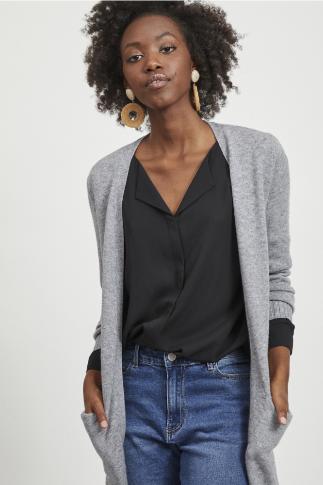 VIRIL LONG L/S KNIT CARDIGAN NOOS - 14042770 Medium Grey Melange